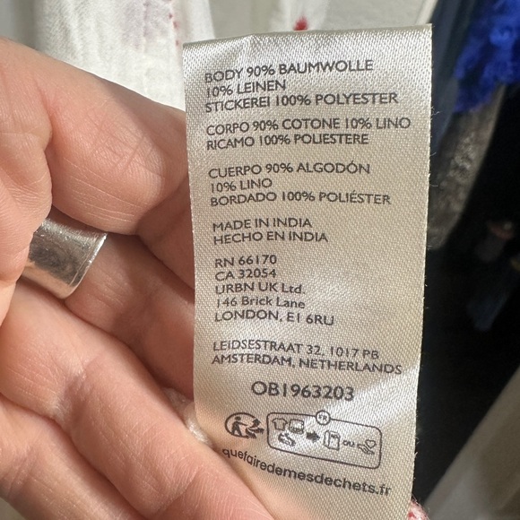 Free People Boho White Emory Embroidered Midi Dress -Oversized Small - NWOT - Picture 12 of 13